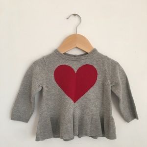 Baby Gap Gray Peplum Heart Sweater